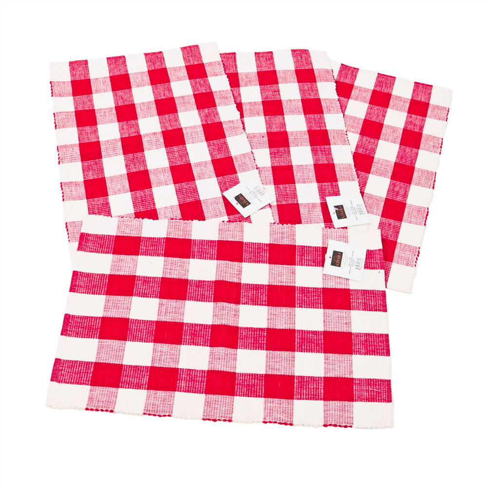 NWT  Buffalo Check Red and White Place Mats Placemats Set 4